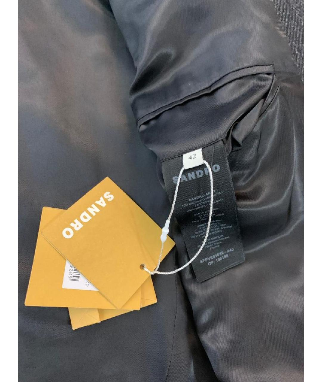 SANDRO Серый шерстяной костюм с брюками, фото 4