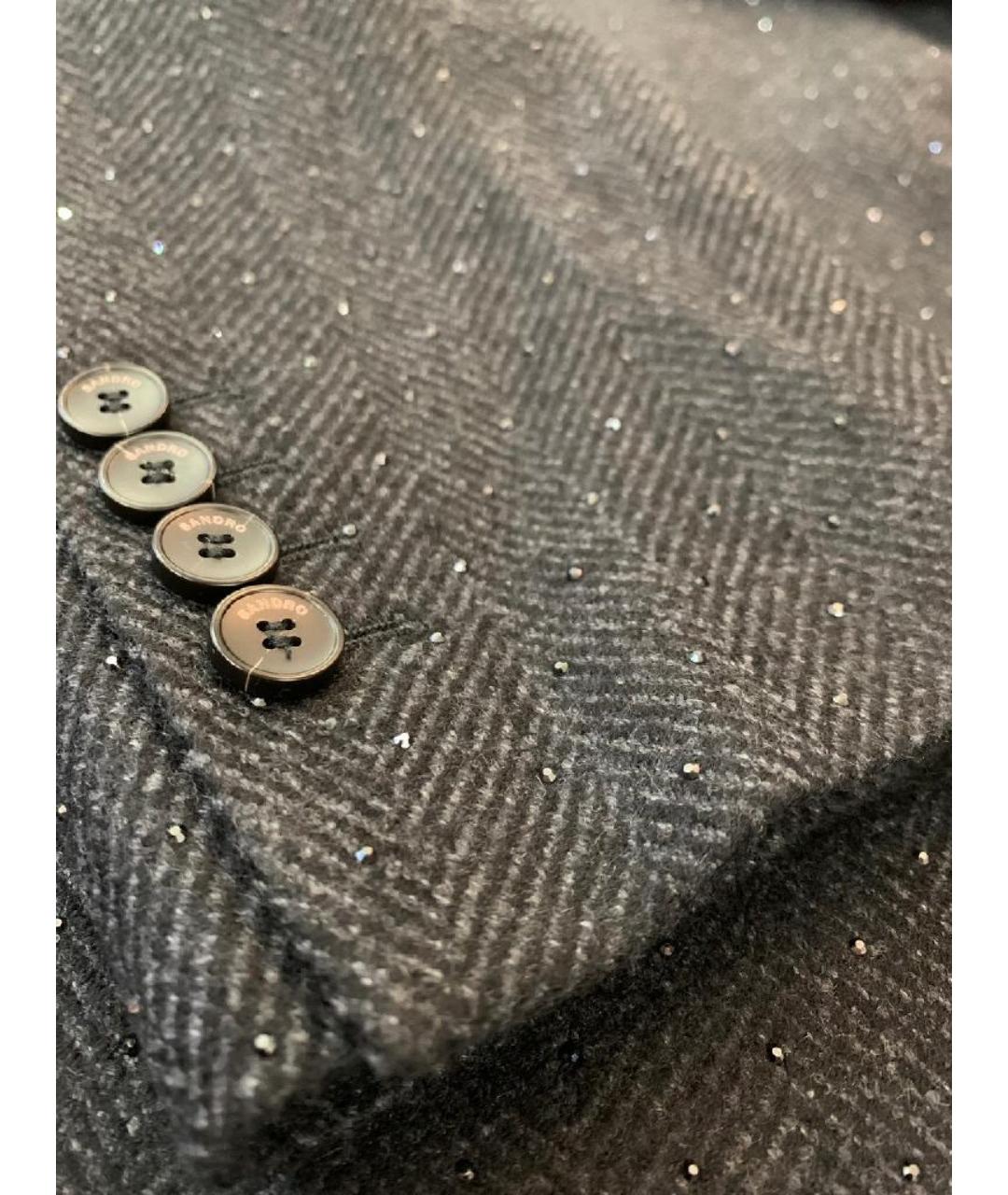 SANDRO Серый шерстяной костюм с брюками, фото 8
