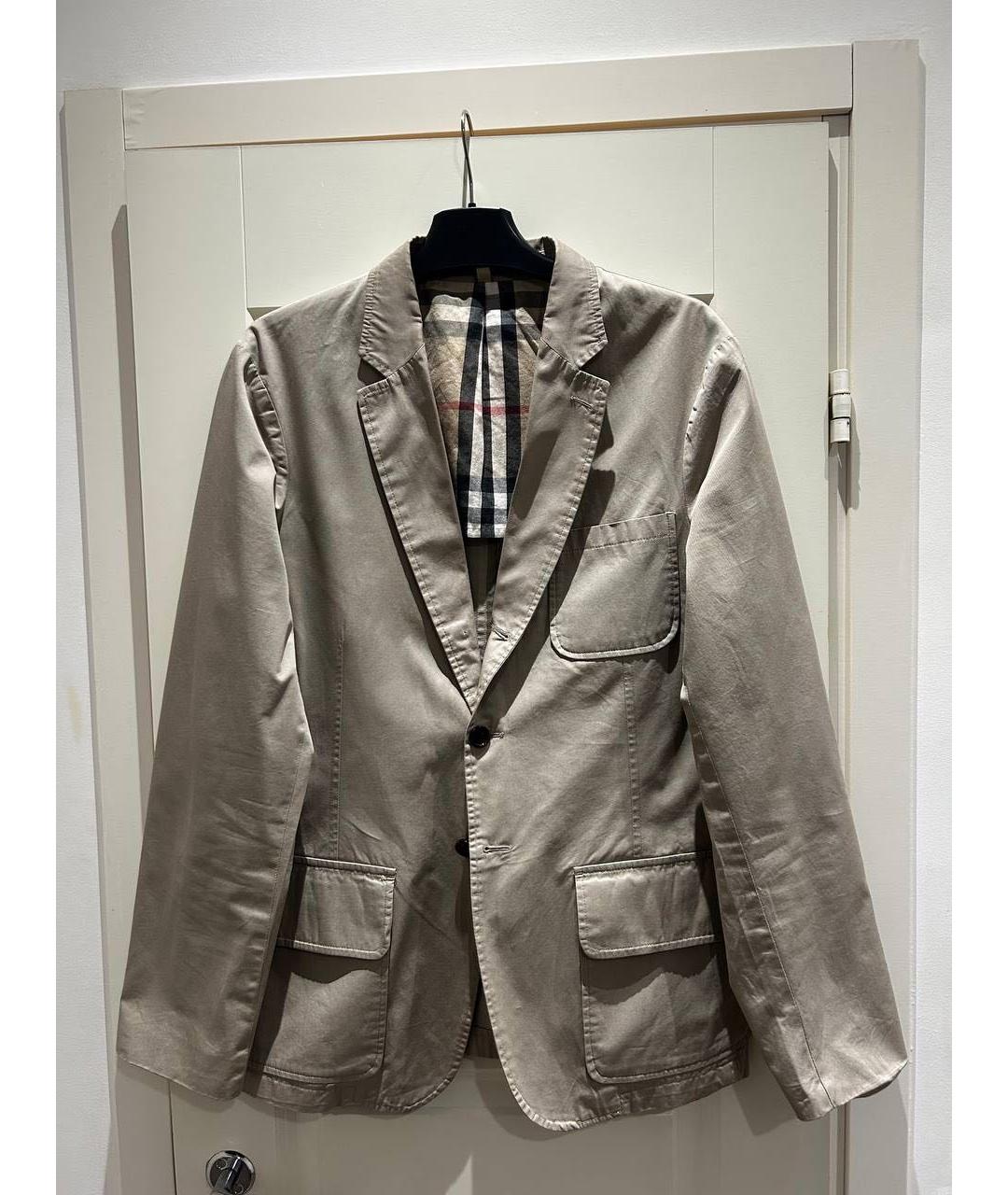 BURBERRY Бежевый хлопковый пиджак, фото 5