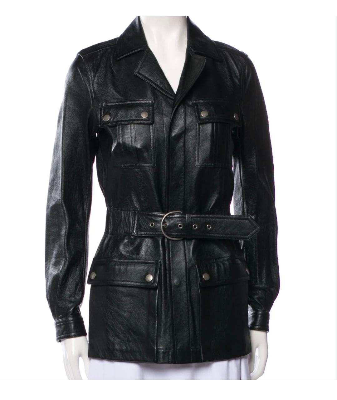 SAINT LAURENT Черная кожаная куртка, фото 2