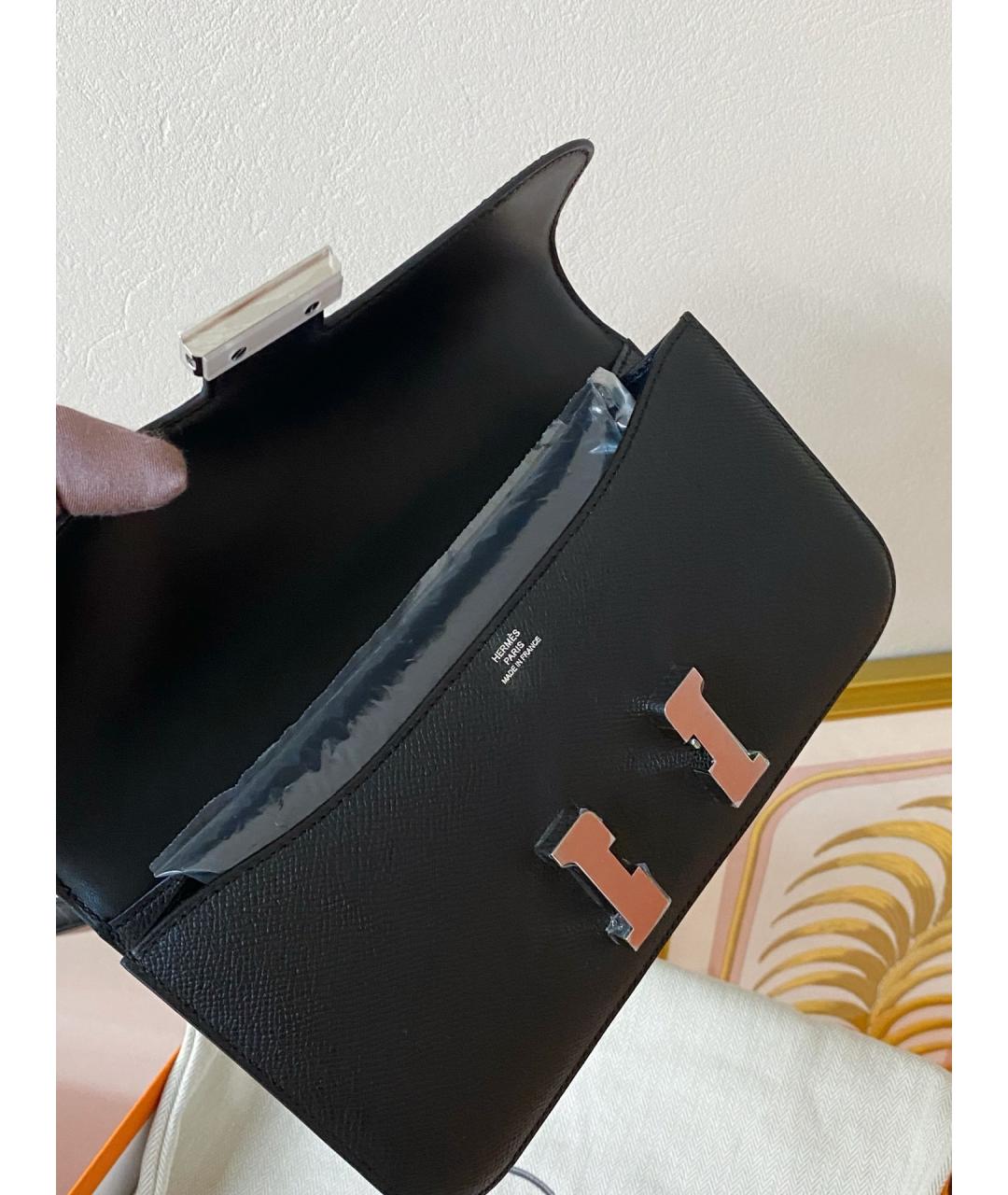 HERMES Черная кожаная сумка через плечо, фото 3
