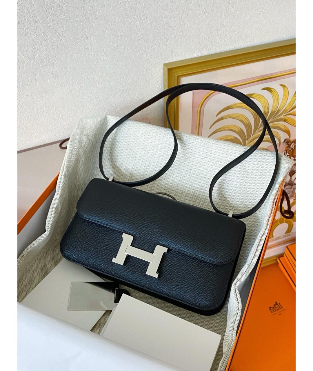 HERMES Черная кожаная сумка через плечо, фото 4