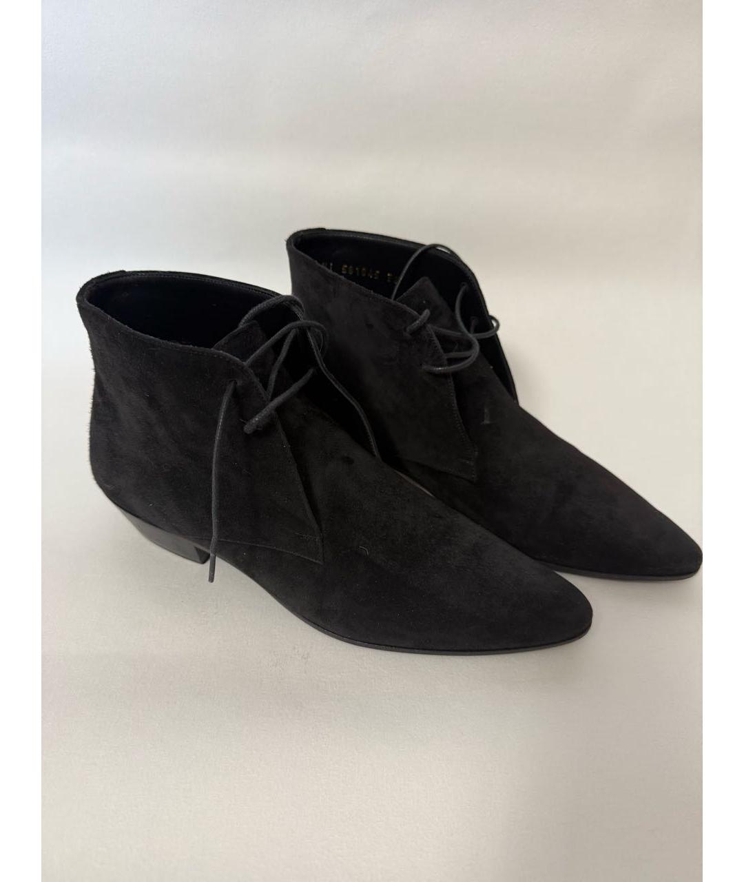 SAINT LAURENT Черные замшевые ботинки, фото 8