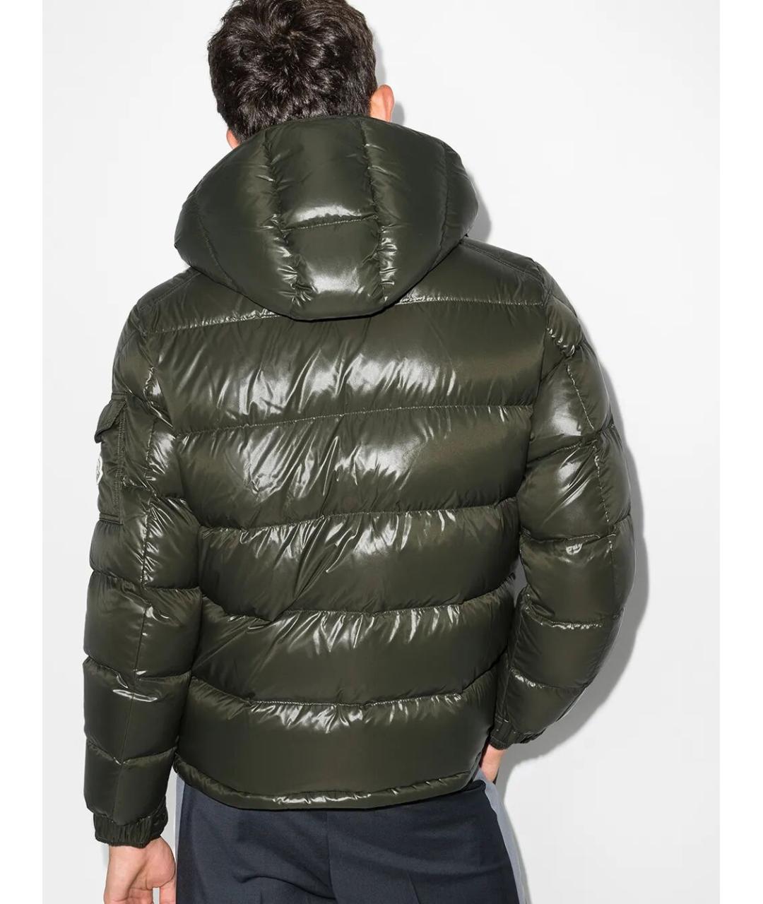 MONCLER Зеленый полиамидовый пуховик, фото 3