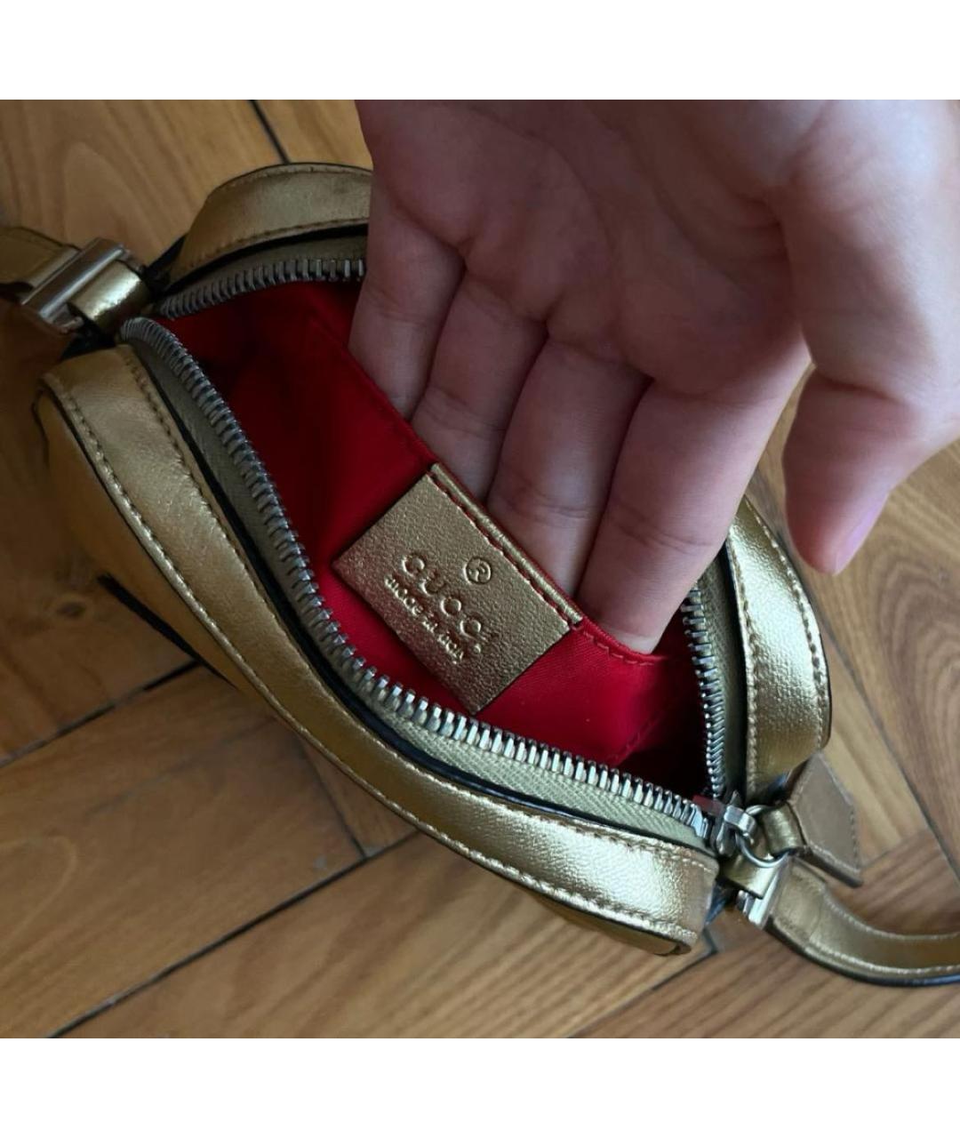 GUCCI Золотая кожаная сумка с короткими ручками, фото 6