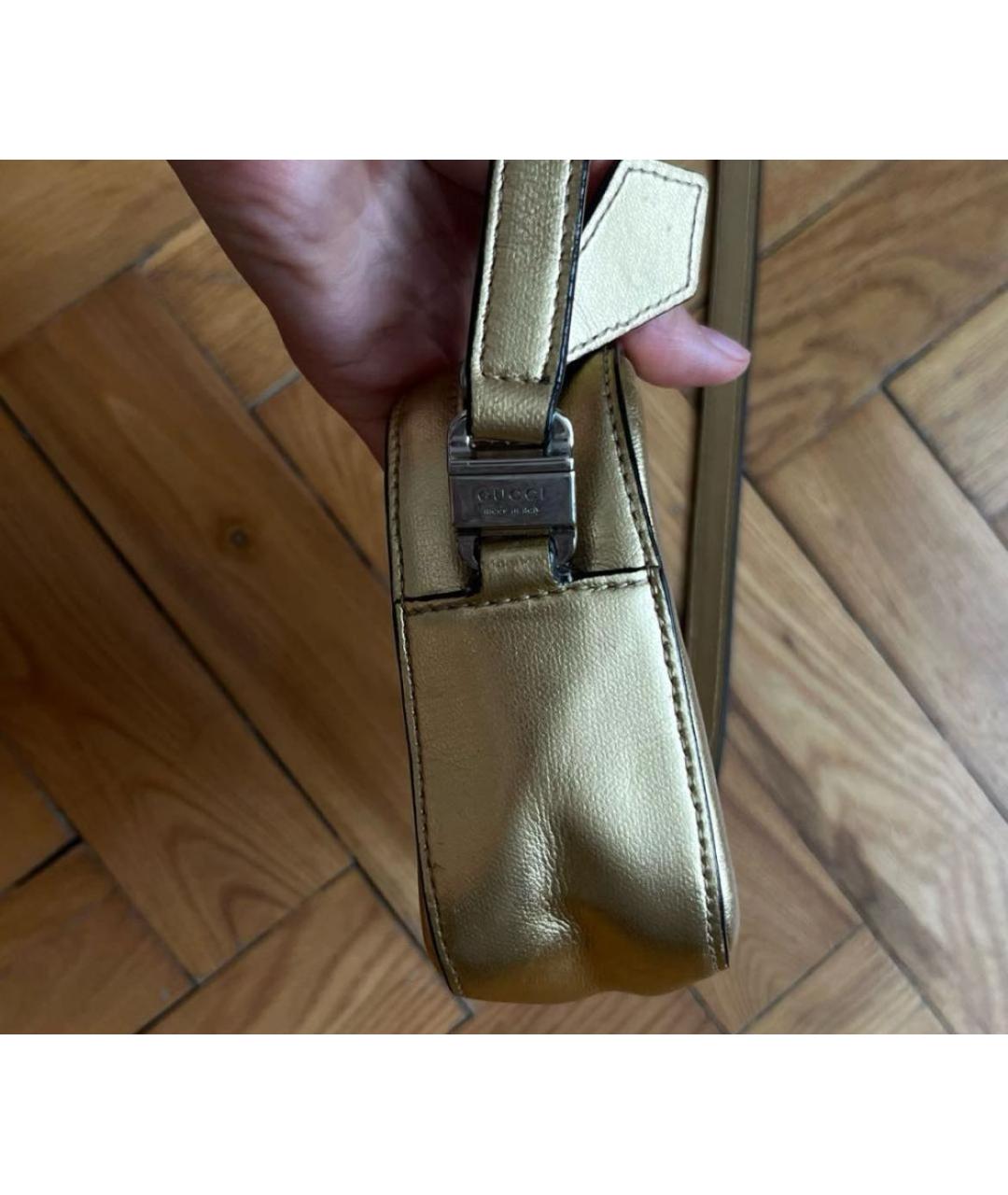 GUCCI Золотая кожаная сумка с короткими ручками, фото 5