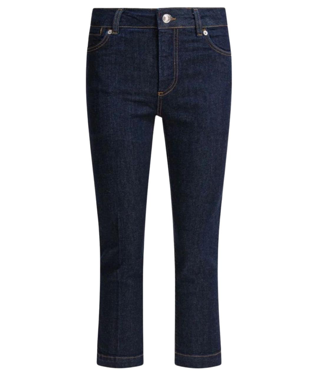 SPORTMAX Синие хлопко-эластановые прямые джинсы, фото 10