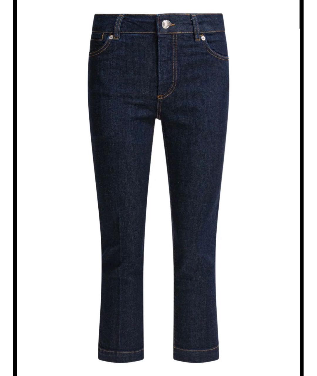 SPORTMAX Синие хлопко-эластановые прямые джинсы, фото 9