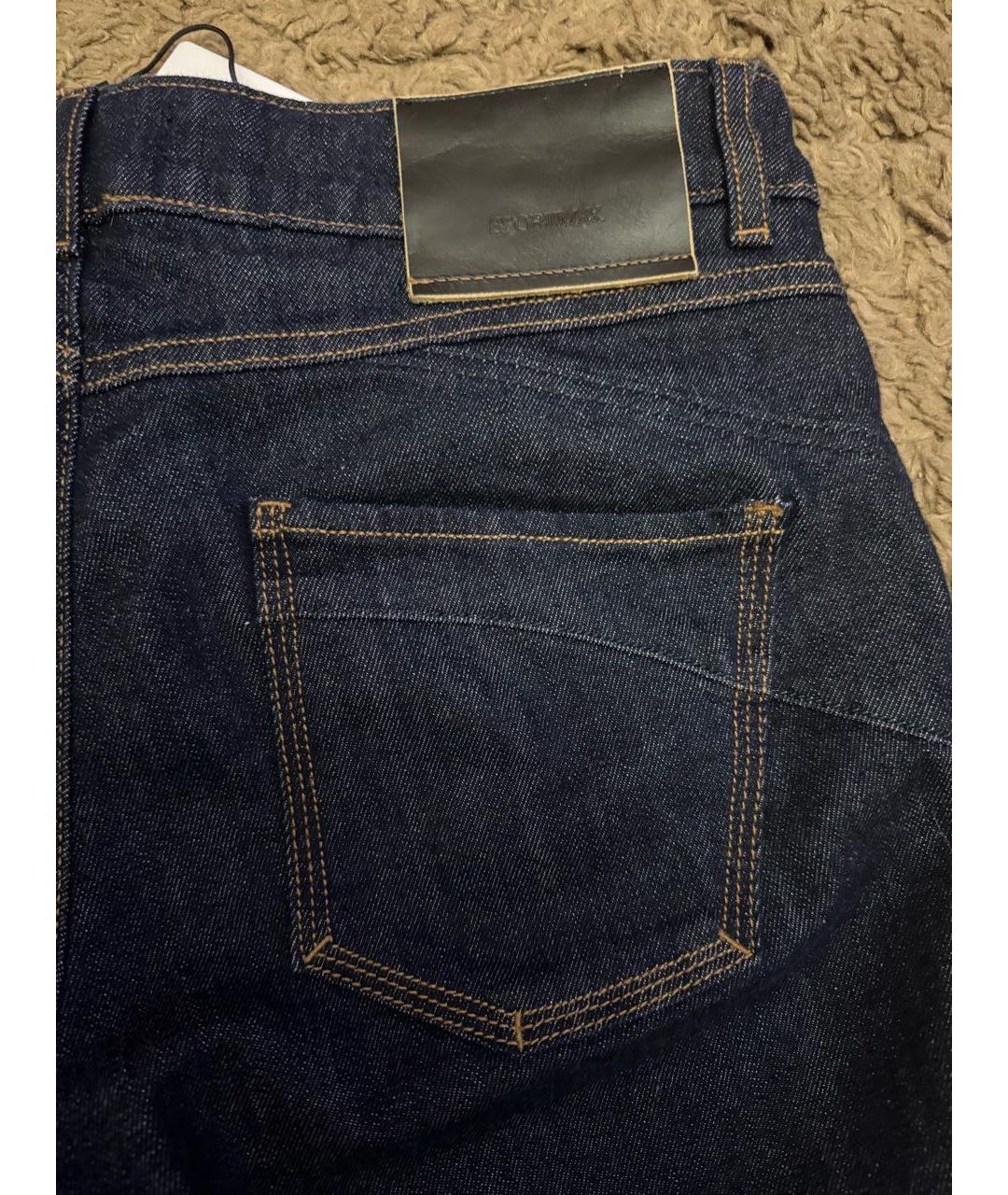 SPORTMAX Синие хлопко-эластановые прямые джинсы, фото 5