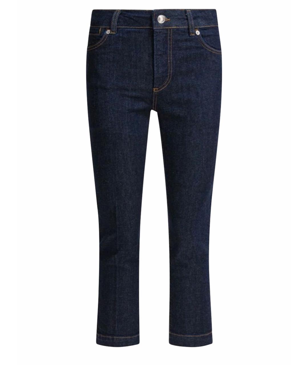 SPORTMAX Синие хлопко-эластановые прямые джинсы, фото 11