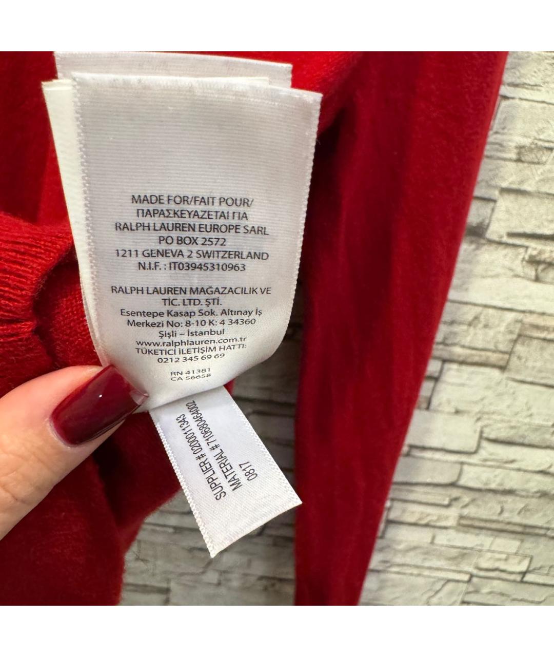 POLO RALPH LAUREN Красный кашемировый джемпер / свитер, фото 8