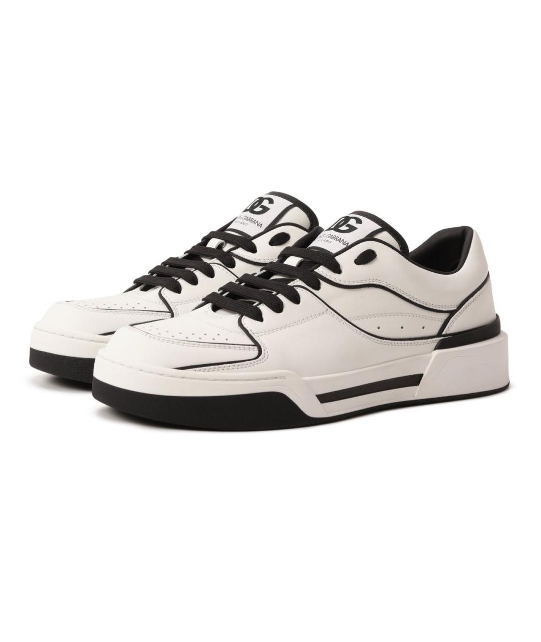 DOLCE&GABBANA Белые кожаные низкие кроссовки / кеды, фото 5