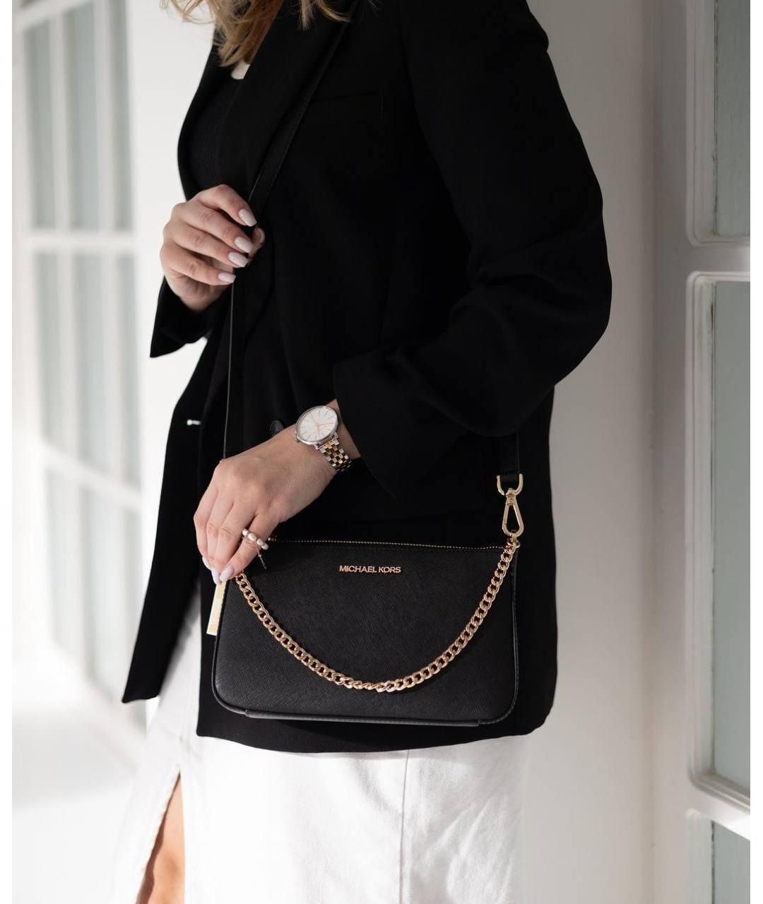 MICHAEL KORS Черная кожаная сумка через плечо, фото 4