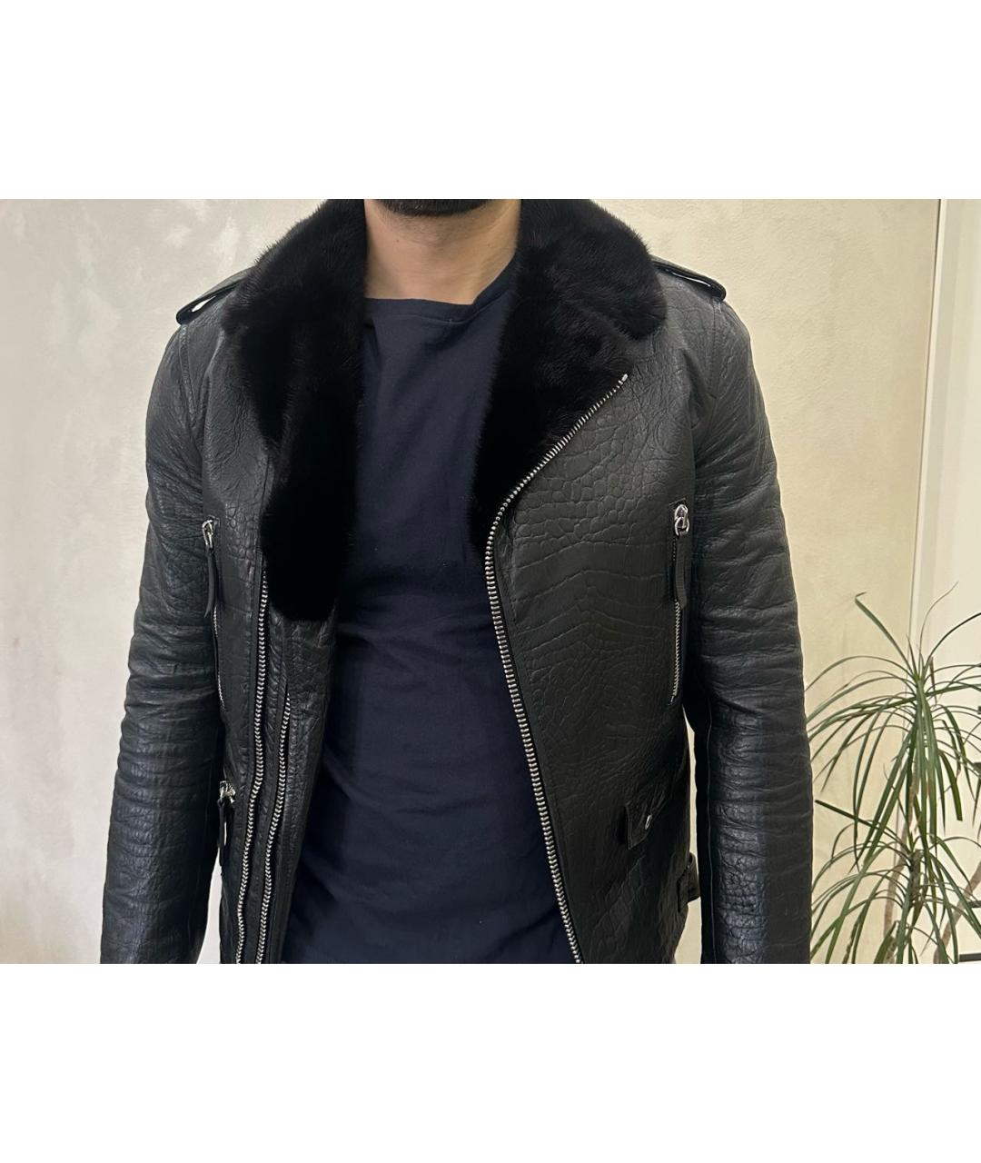 GIUSEPPE ZANOTTI DESIGN Черная кожаная куртка, фото 6