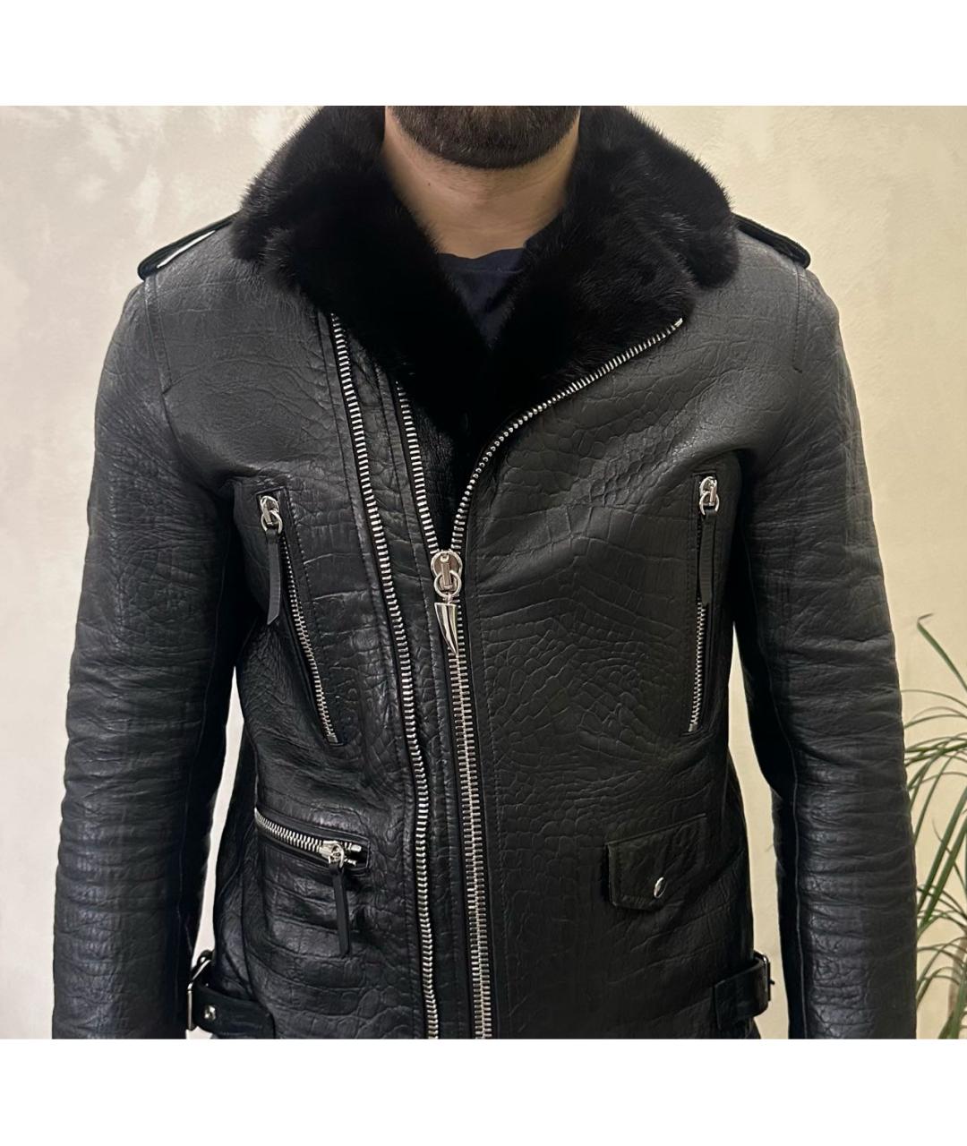 GIUSEPPE ZANOTTI DESIGN Черная кожаная куртка, фото 9