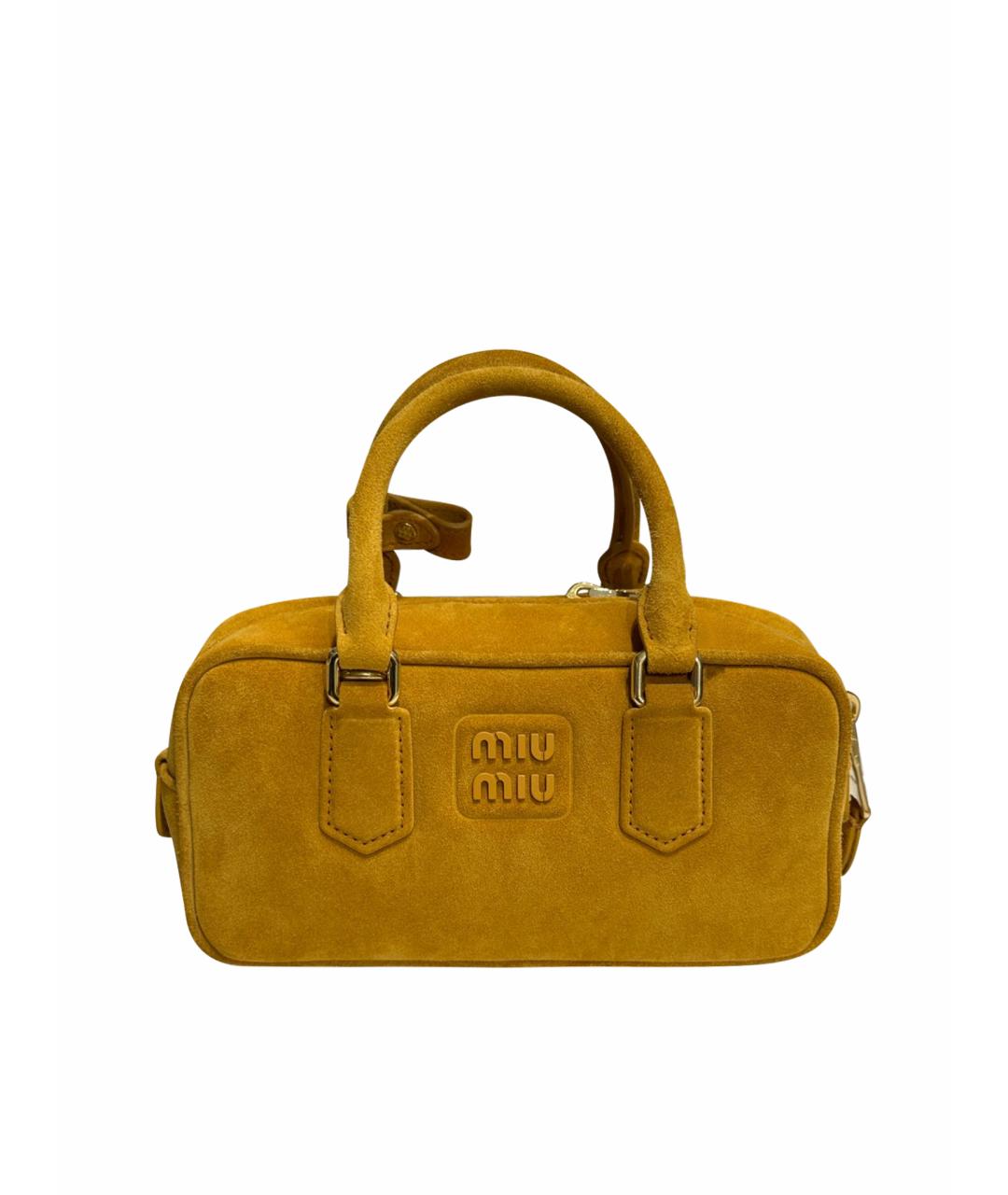MIU MIU Горчичная замшевая сумка через плечо, фото 1