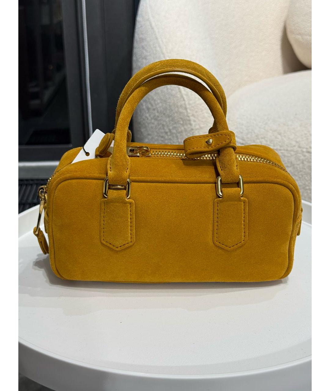 MIU MIU Горчичная замшевая сумка через плечо, фото 3