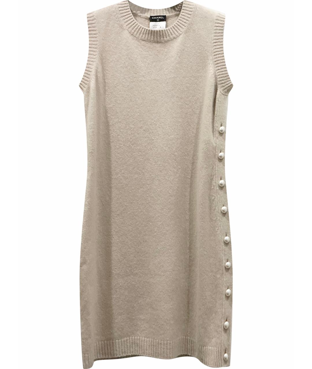 CHANEL Бежевое кашемировое повседневное платье, фото 1