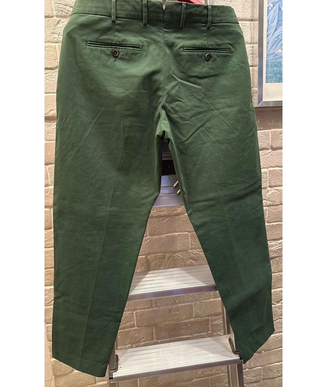 PT TORINO Зеленые хлопковые брюки чинос, фото 2