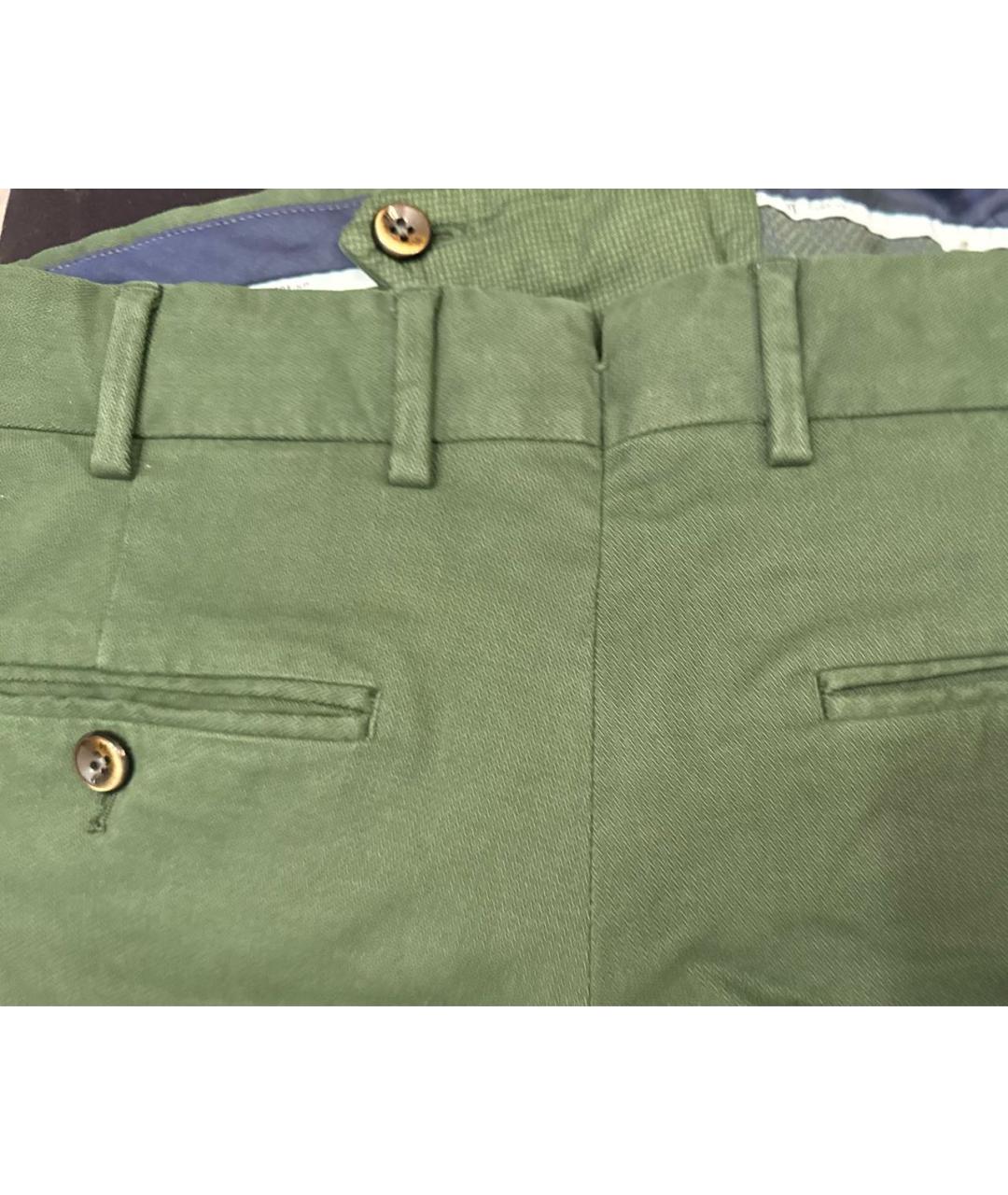 PT TORINO Зеленые хлопковые брюки чинос, фото 8