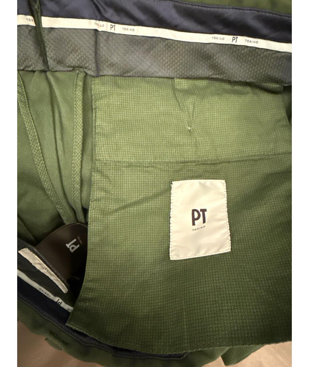 PT TORINO Зеленые хлопковые брюки чинос, фото 6