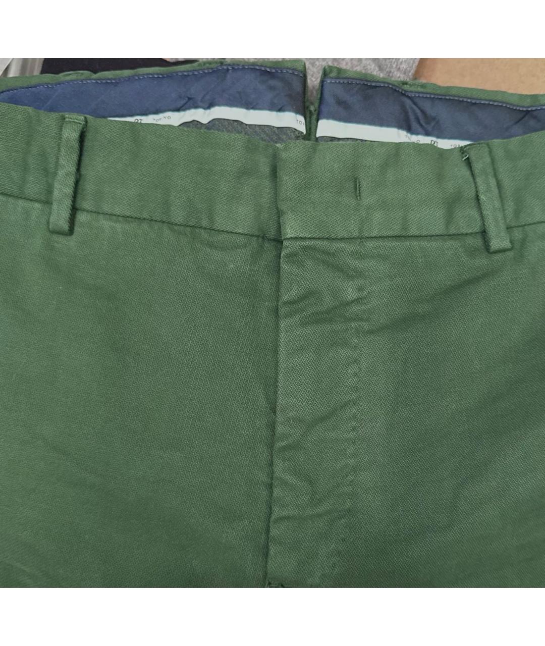 PT TORINO Зеленые хлопковые брюки чинос, фото 4