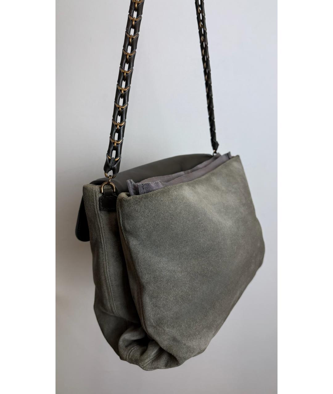 LANVIN Серая кожаная сумка с короткими ручками, фото 2