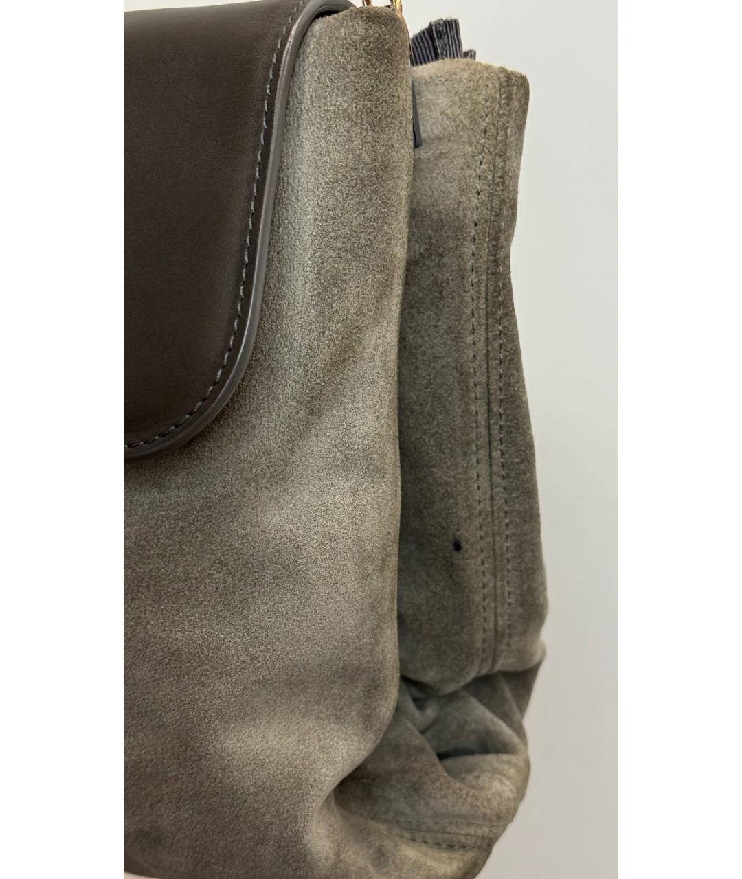 LANVIN Серая кожаная сумка с короткими ручками, фото 4