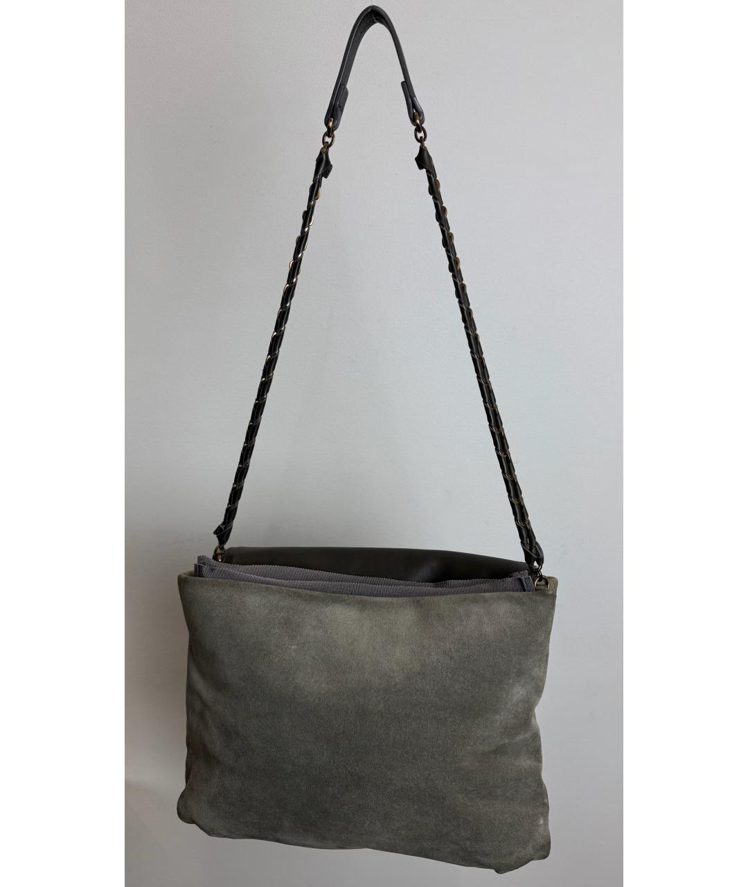 LANVIN Серая кожаная сумка с короткими ручками, фото 3