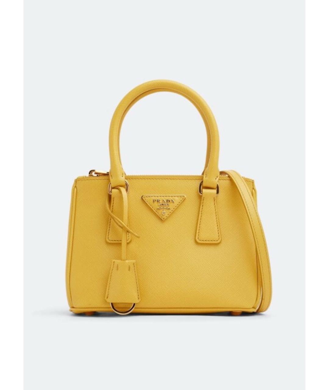 PRADA Горчичная кожаная сумка с короткими ручками, фото 8