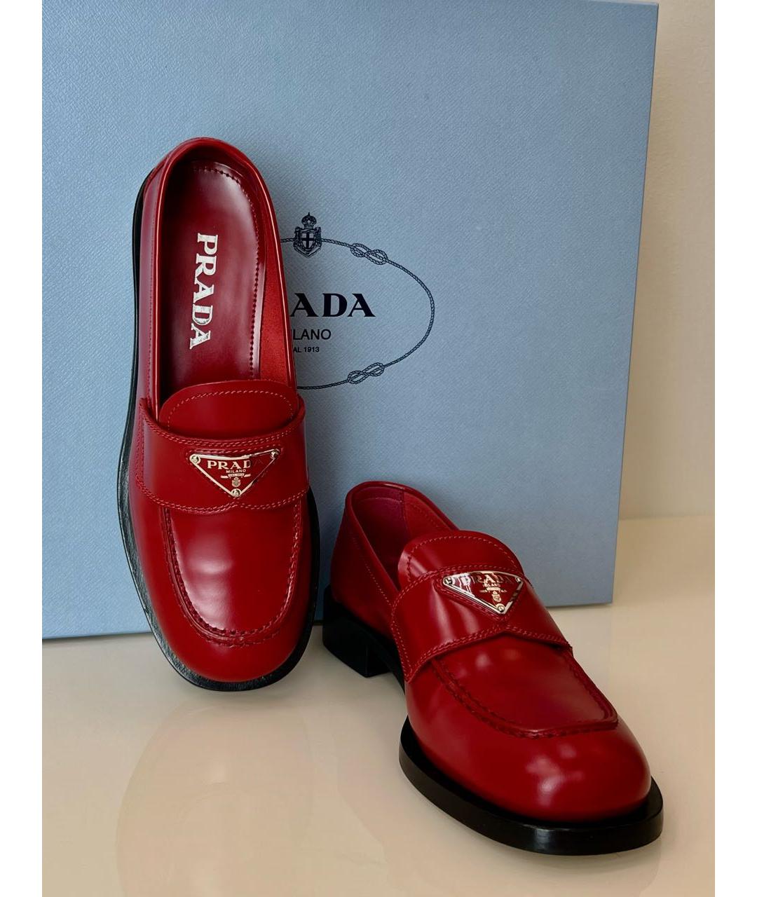 PRADA Красные кожаные лоферы, фото 4