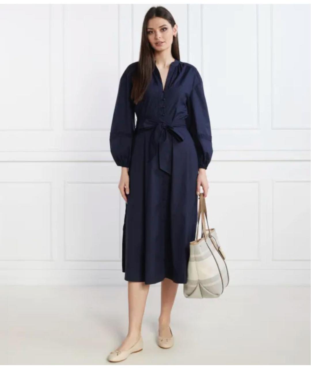 RALPH LAUREN Темно-синее хлопковое повседневное платье, фото 7