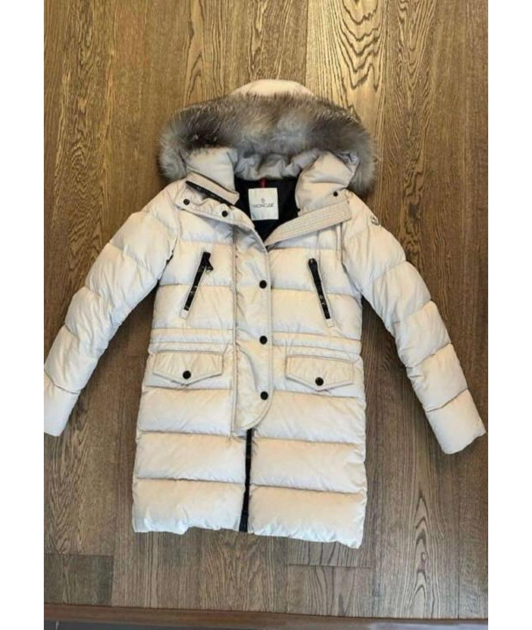 MONCLER Бежевый меховой пуховик, фото 4