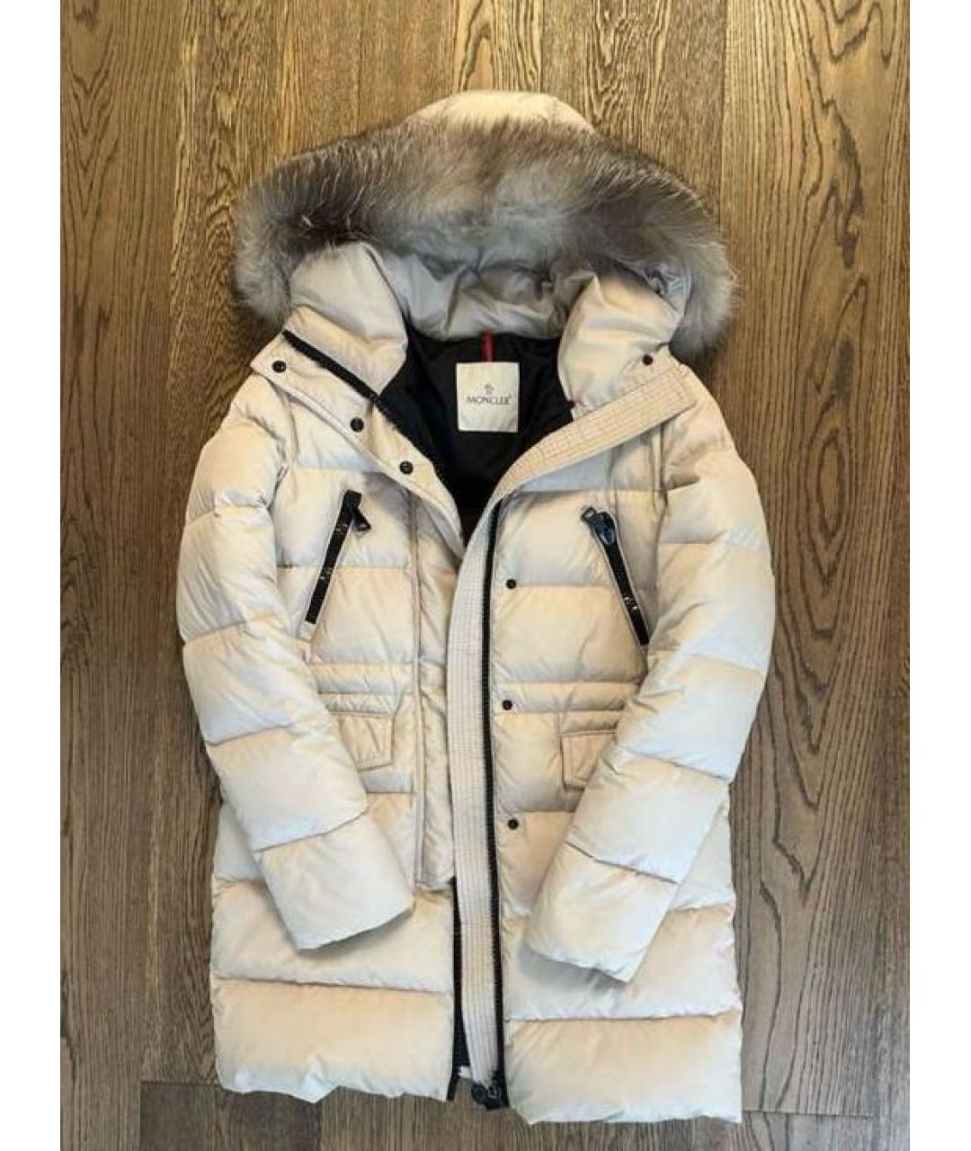 MONCLER Бежевый меховой пуховик, фото 6