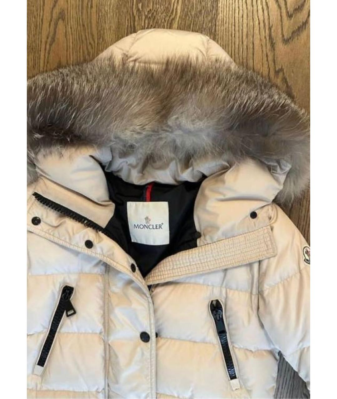 MONCLER Бежевый меховой пуховик, фото 3