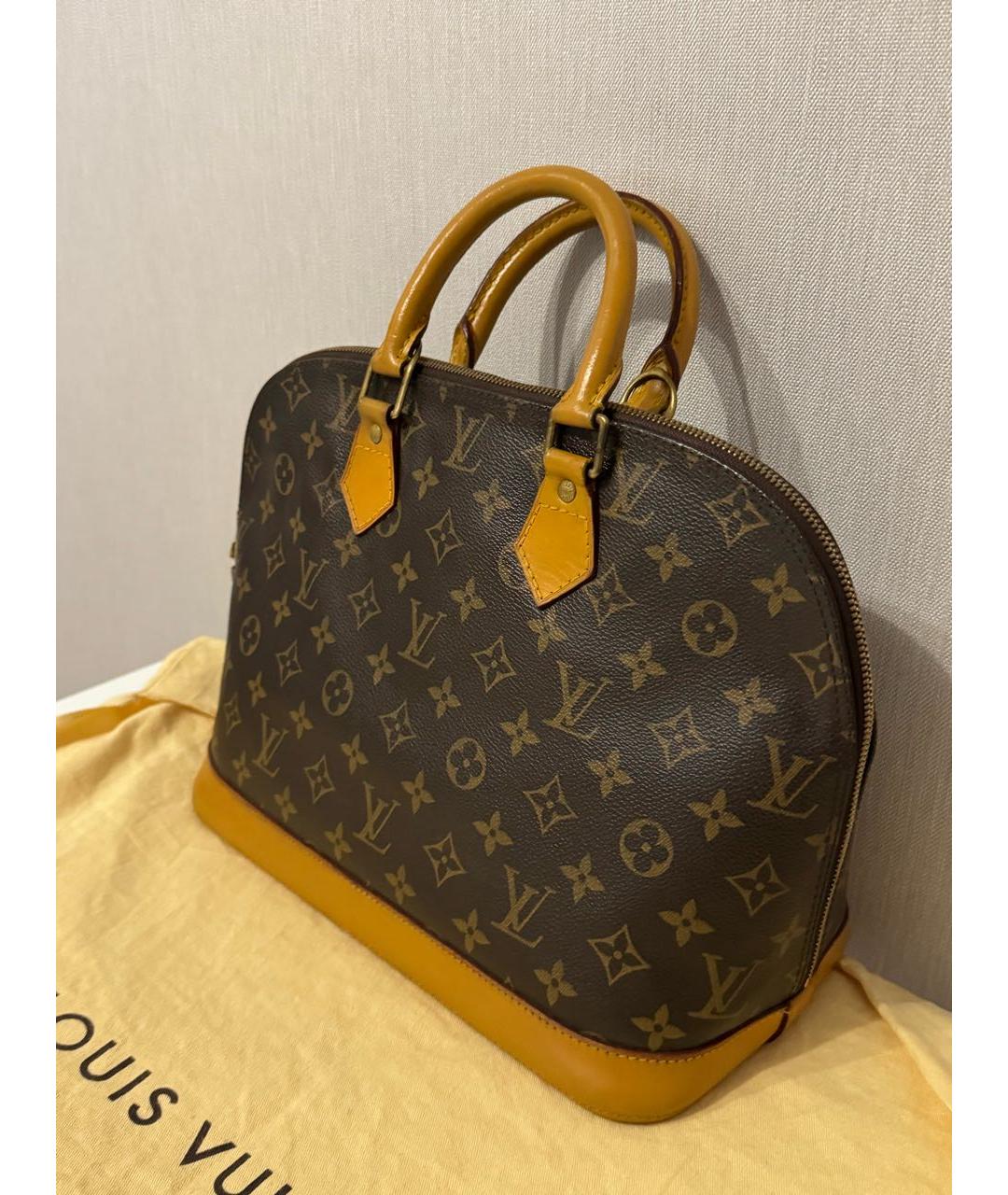 LOUIS VUITTON Коричневая кожаная сумка с короткими ручками, фото 2