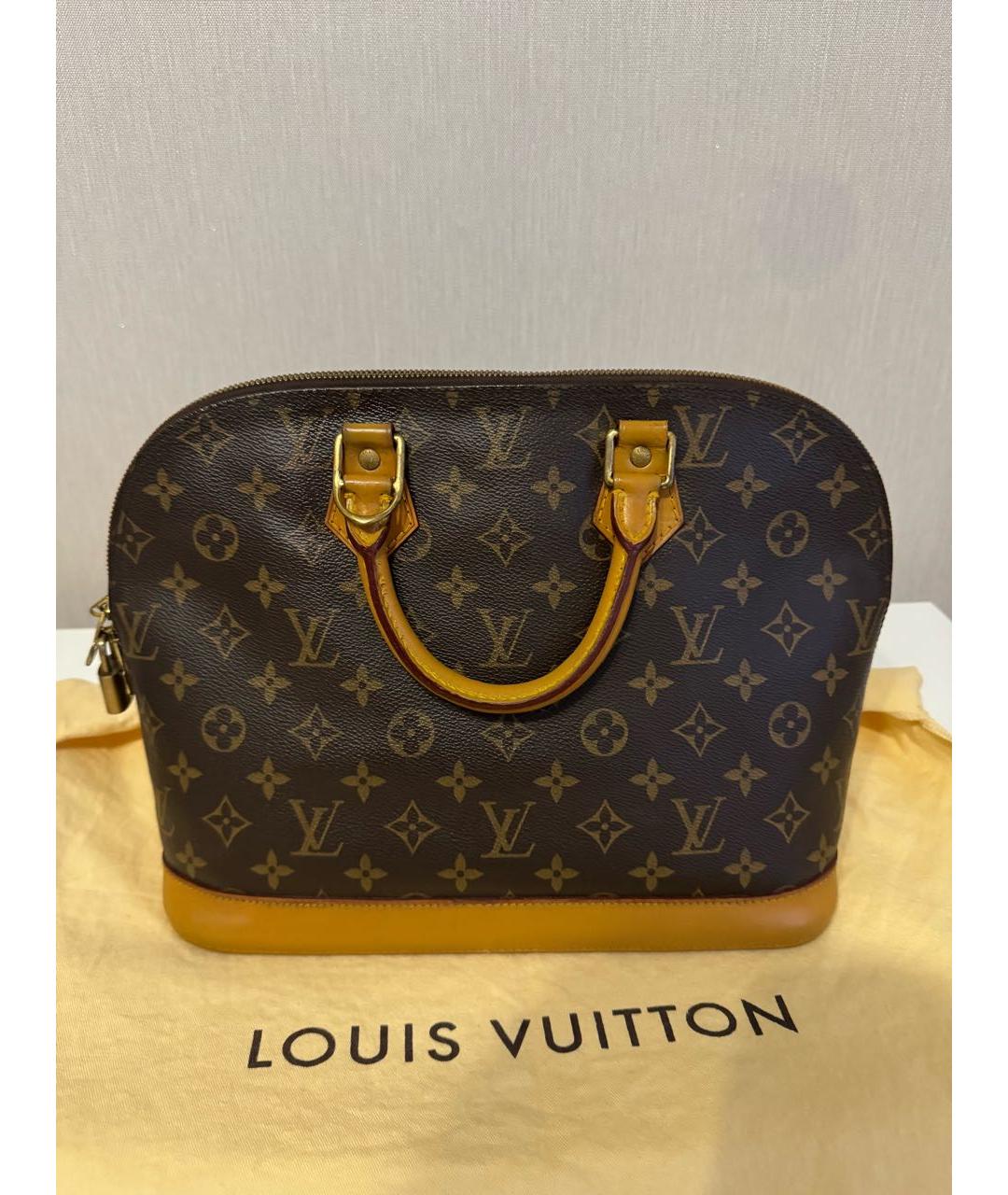 LOUIS VUITTON Коричневая кожаная сумка с короткими ручками, фото 7