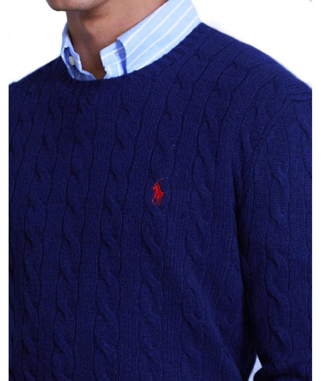 POLO RALPH LAUREN Темно-синий хлопковый джемпер / свитер, фото 9