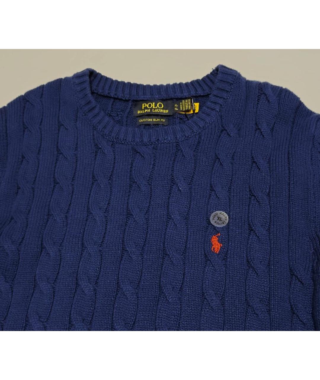 POLO RALPH LAUREN Темно-синий хлопковый джемпер / свитер, фото 3