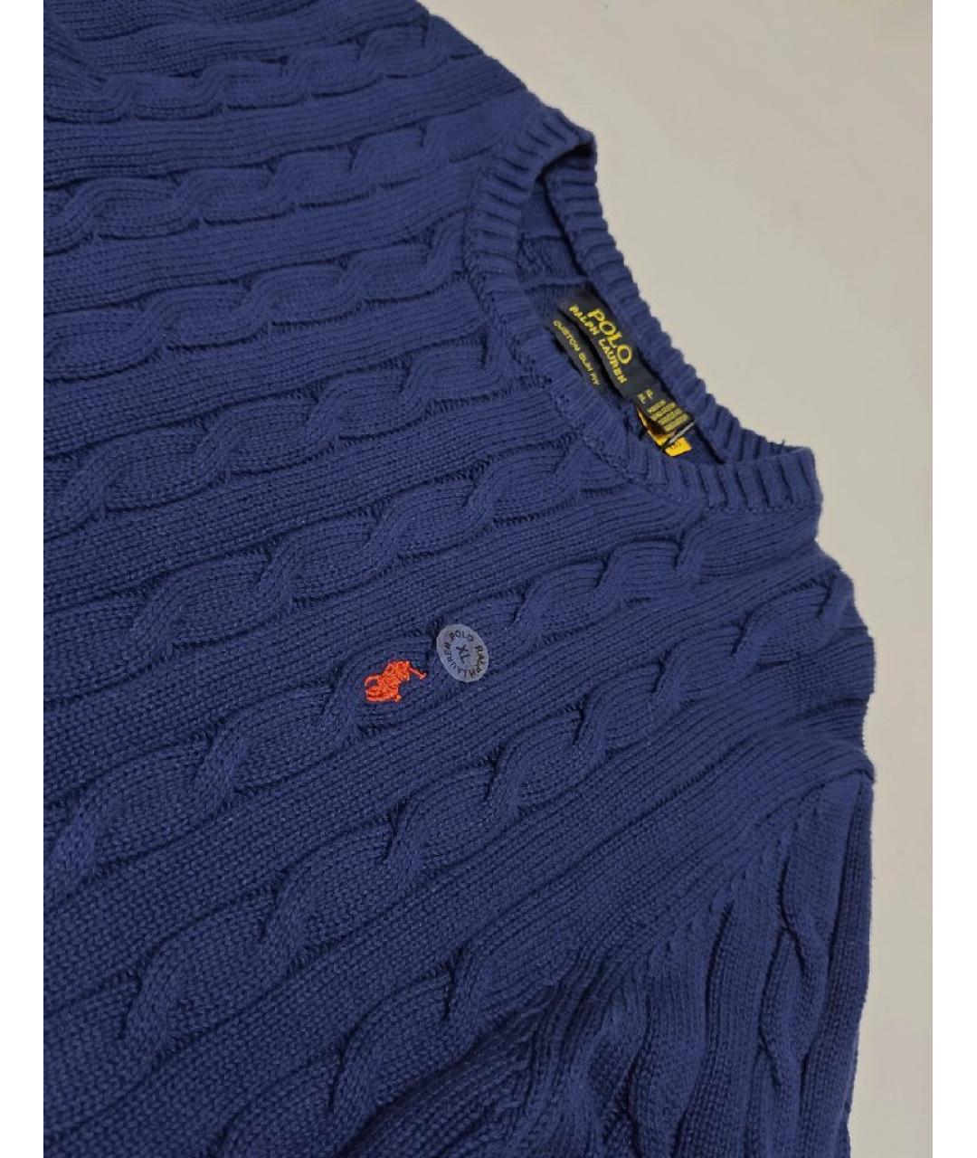 POLO RALPH LAUREN Темно-синий хлопковый джемпер / свитер, фото 4