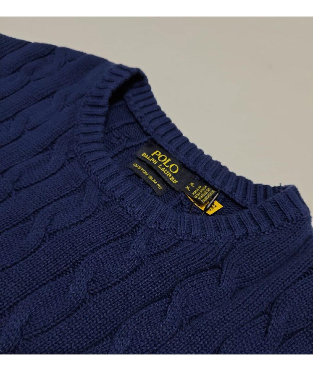 POLO RALPH LAUREN Темно-синий хлопковый джемпер / свитер, фото 5