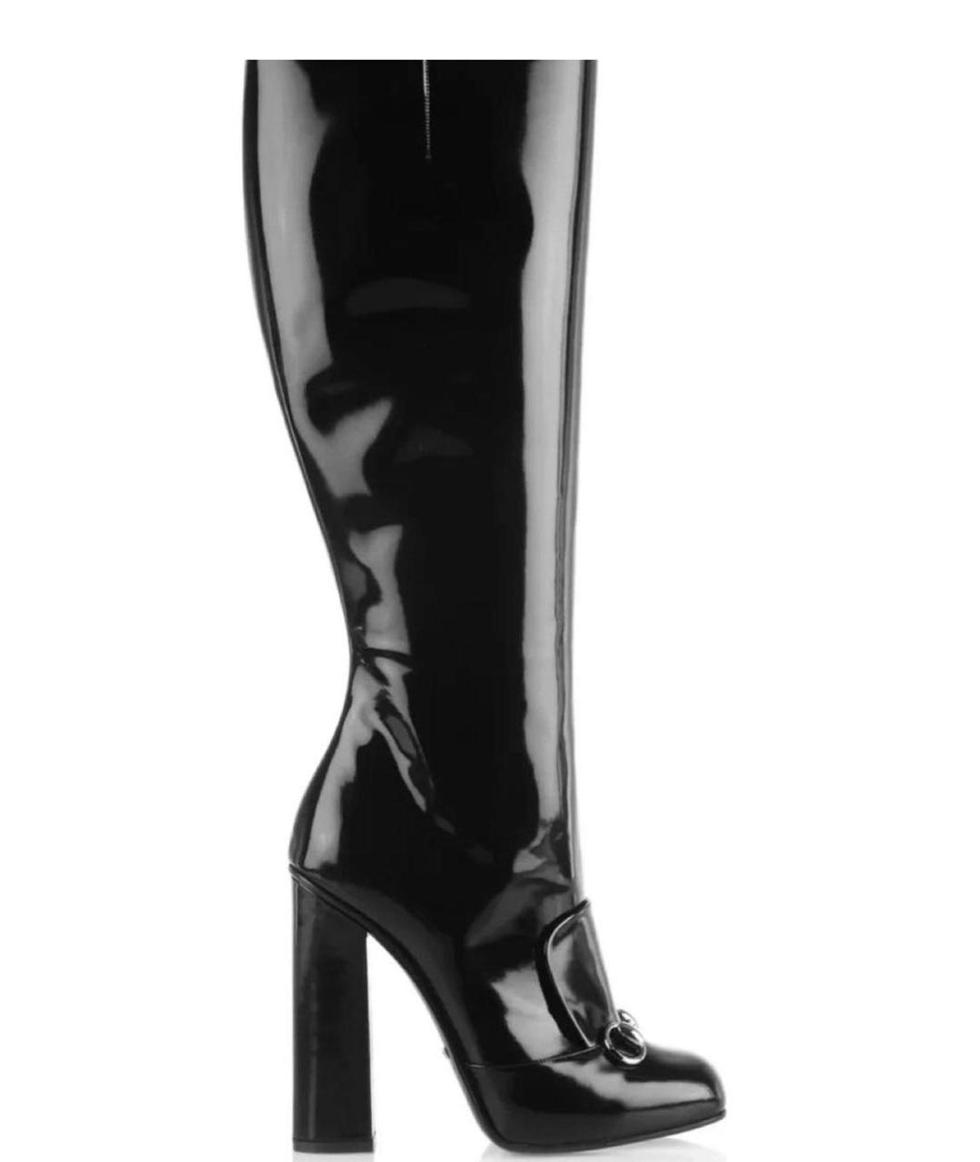 GUCCI Черные сапоги из лакированной кожи, фото 1