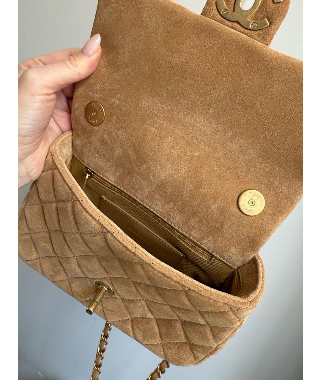 CHANEL Коричневая замшевая сумка через плечо, фото 5
