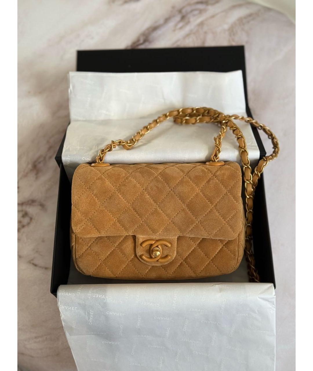 CHANEL Коричневая замшевая сумка через плечо, фото 8