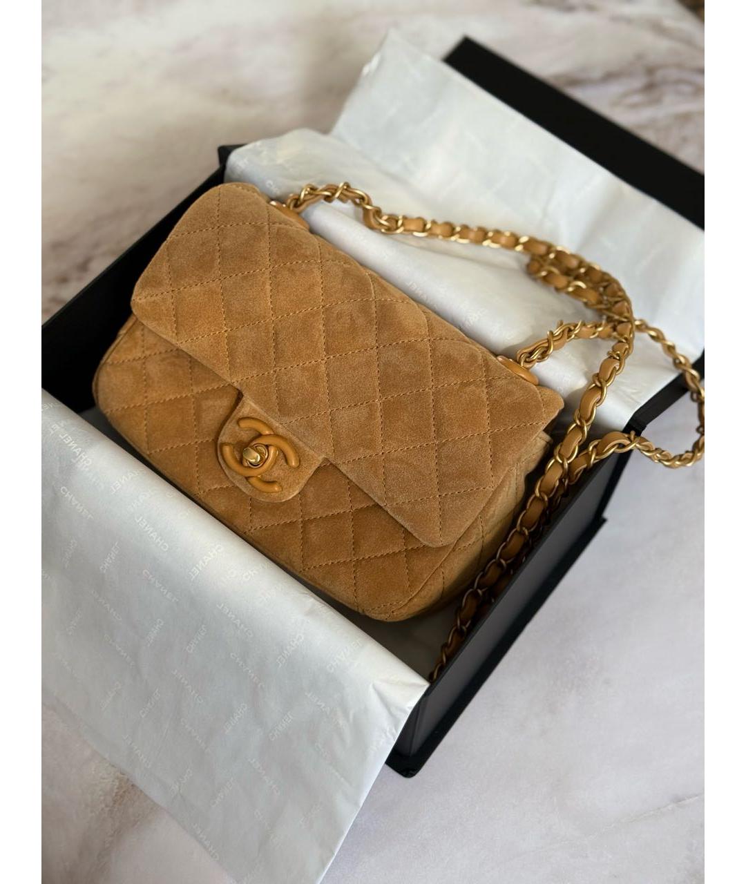 CHANEL Коричневая замшевая сумка через плечо, фото 2