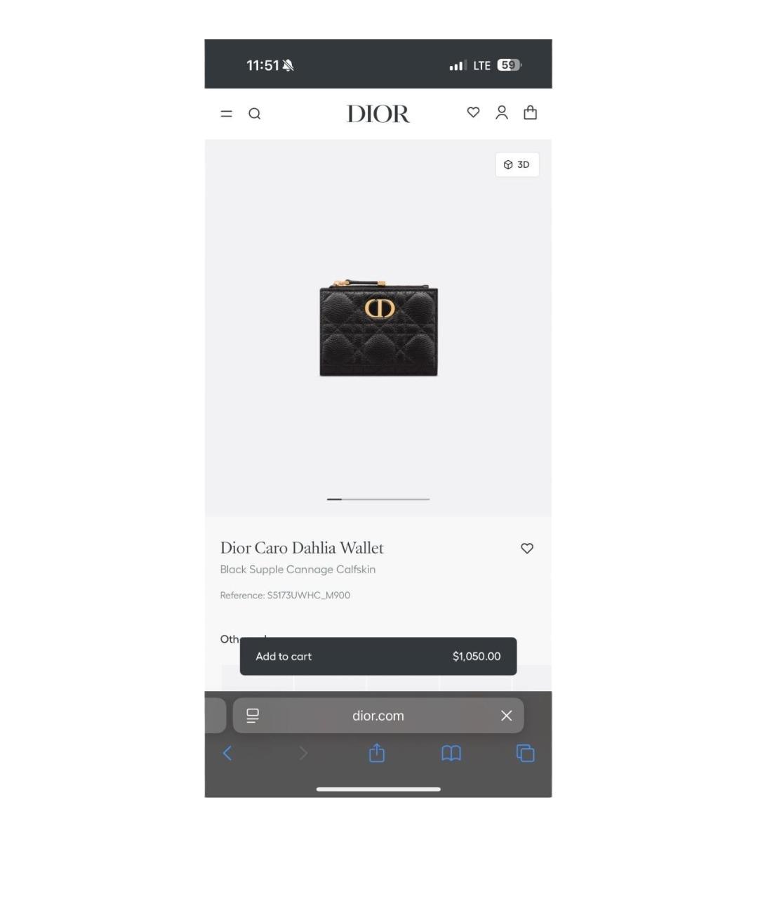 CHRISTIAN DIOR Черный кожаный кошелек, фото 6