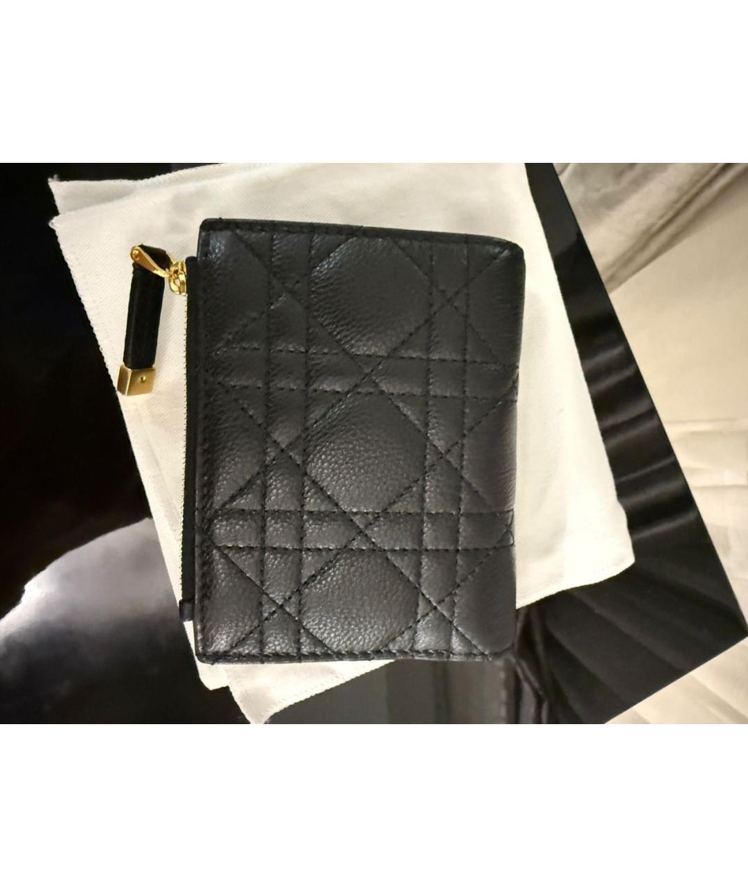 CHRISTIAN DIOR Черный кожаный кошелек, фото 3