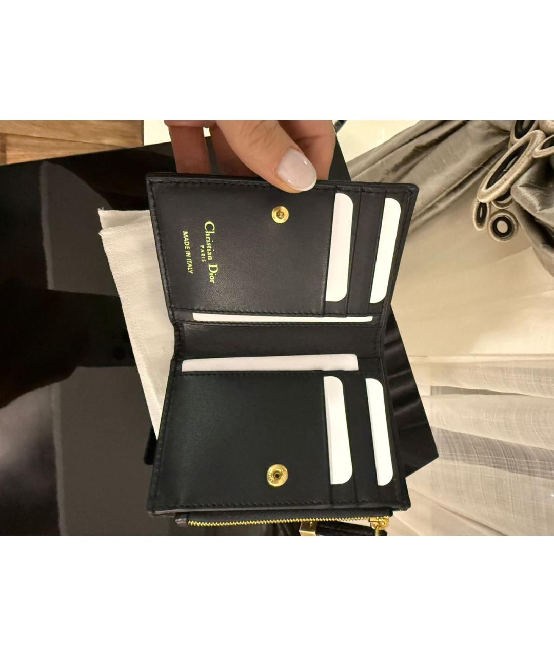 CHRISTIAN DIOR Черный кожаный кошелек, фото 2
