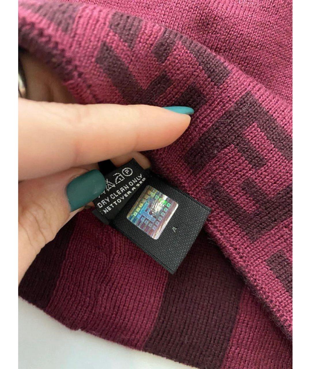 FENDI Бордовая шерстяная шапка, фото 2