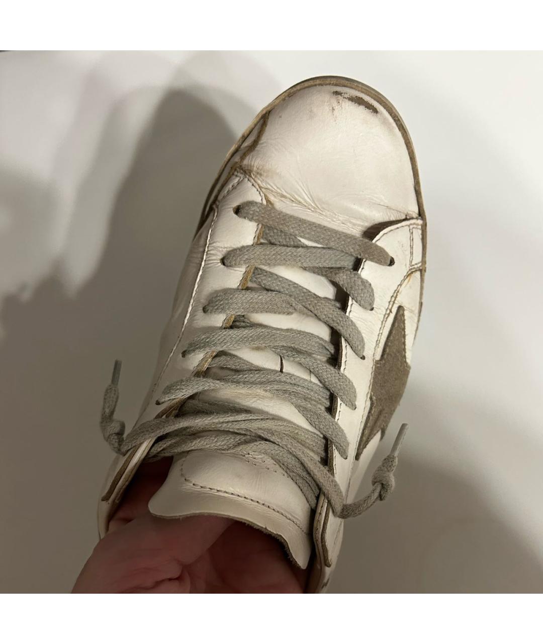 GOLDEN GOOSE Белые кожаные кеды, фото 2